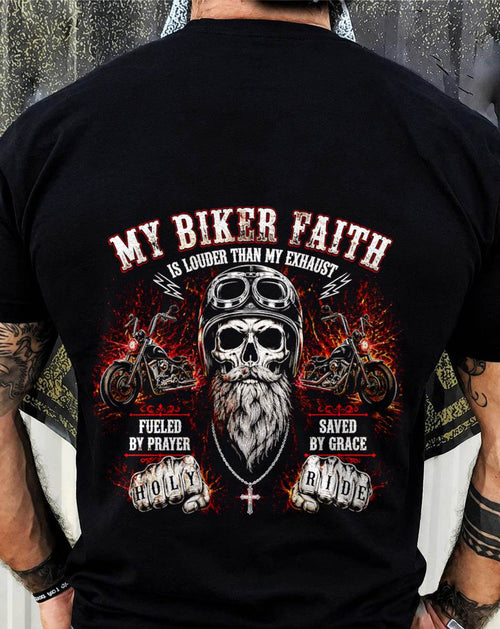 MY BIKER FAITH RIDE WITH GOD SAVED BY GRACE - SHIRT FOR MEN - LUNA00 (SKU2608-317)