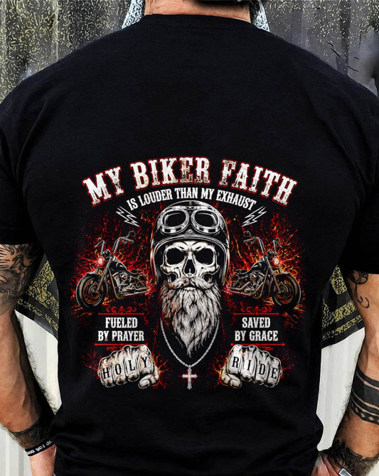 MY BIKER FAITH RIDE WITH GOD SAVED BY GRACE - SHIRT FOR MEN - LUNA00 (SKU2608-317)