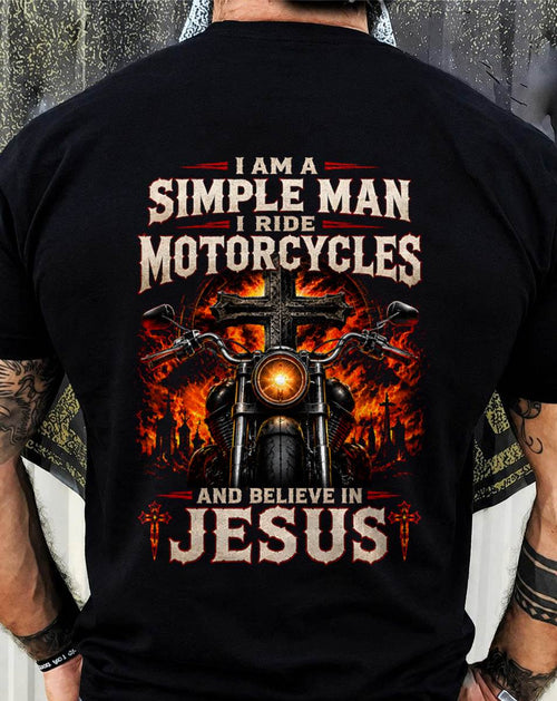I AM A SIMPLE MAN, BIKER I RIDE MOTORCYCLES AND BELIEVE IN JESUS GOD IS MY GUIDE - SHIRT FOR MEN - LUNA00 (SKU2608-546)
