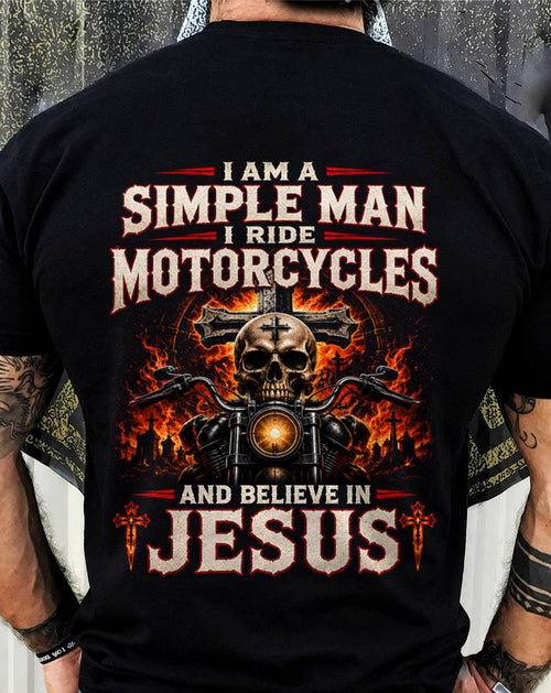 I AM A SIMPLE MAN, BIKER I RIDE MOTORCYCLES AND BELIEVE IN JESUS GOD IS MY GUIDE2 - SHIRT FOR MEN - LUNA00 (SKU2608-214)