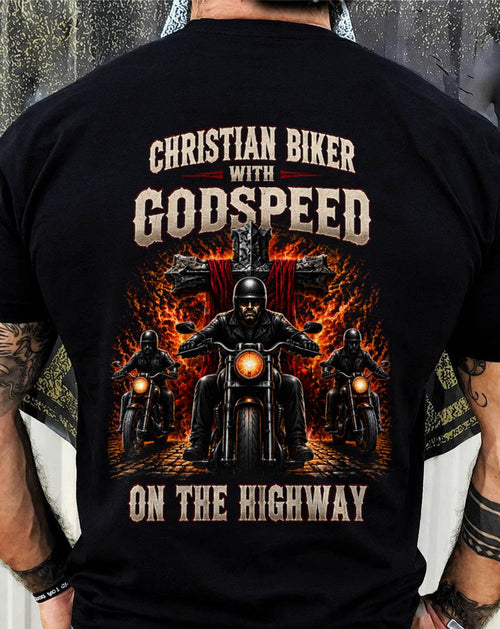 CHRISTIAN BIKER WITH GODSPEED ON THE HIGHWAY - SHIRT FOR MEN - LUNA00 (SKU2608-498)