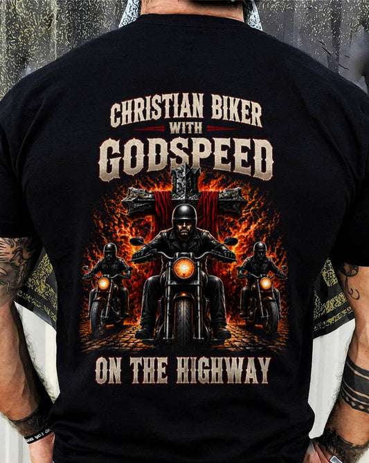 CHRISTIAN BIKER WITH GODSPEED ON THE HIGHWAY - SHIRT FOR MEN - LUNA00 (SKU2608-498)