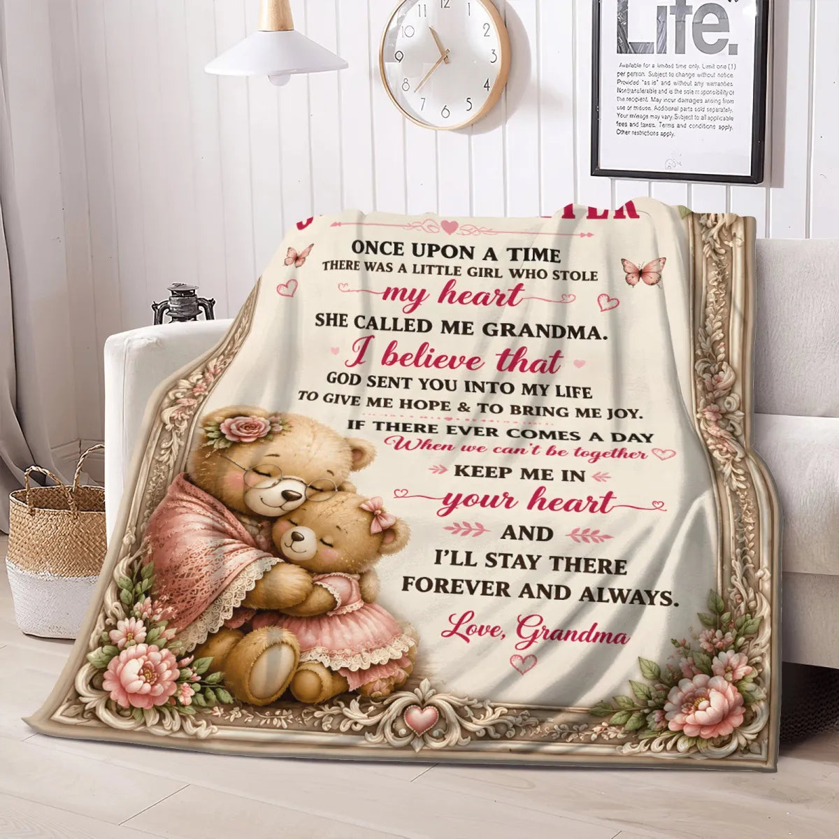 BLANKET FOR GRANDDAUGHTER – COMFORT & WARMTH GIFT FROM GRANDMA Sherpa Fleece Quilt Blanket LUNA (SKU2608-482)