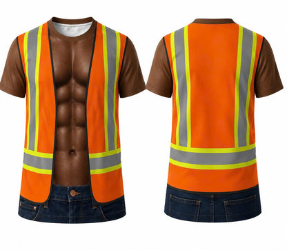 3D funny Worker T-Shirt – Funny Illusion Shirt for Men - Funny T-Shirt A04-2 - LUNA00 (SKU3D2608-534)