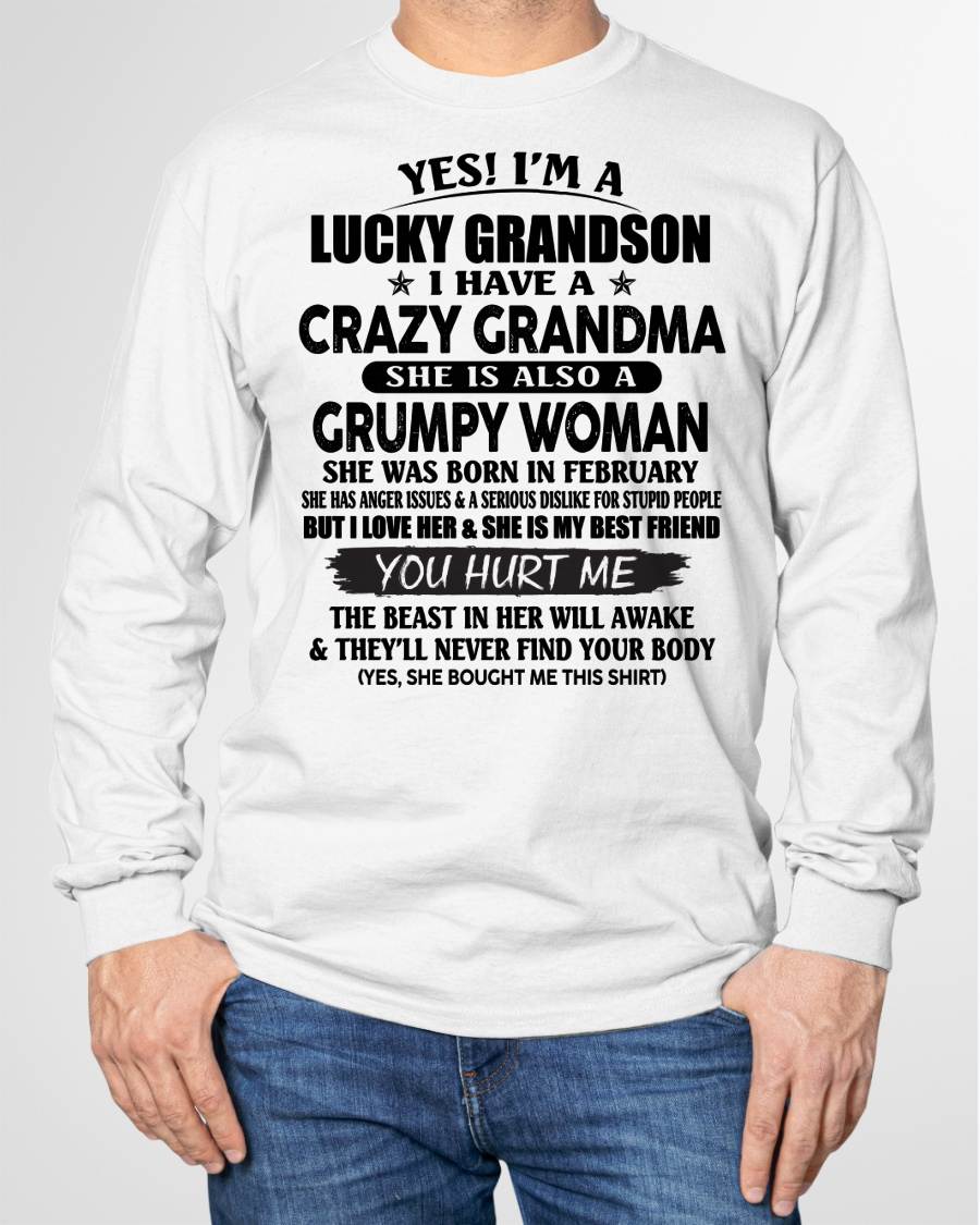 FEBRUARY - LUCKY GRANDSON OF CRAZY GRANDMA -  PERFECT GIFT FROM GRANDMA - LUNA02 (SKU12-113-02)