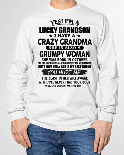 OCTOBER - LUCKY GRANDSON OF CRAZY GRANDMA -  PERFECT GIFT FROM GRANDMA - LUNA10 (SKU12-113-10)