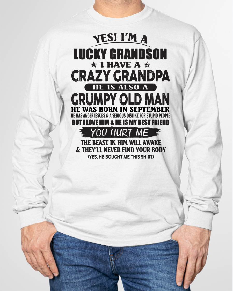 SEPTEMBER - LUCKY GRANDSON OF CRAZY GRANDPA -  PERFECT GIFT FROM GRANDPA - LUNA09 (SKU12-145-09)