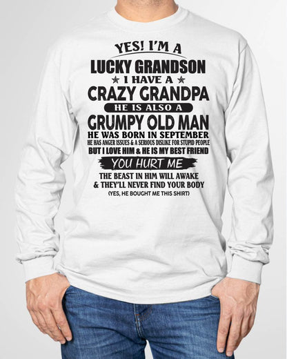 SEPTEMBER - LUCKY GRANDSON OF CRAZY GRANDPA -  PERFECT GIFT FROM GRANDPA - LUNA09 (SKU12-145-09)