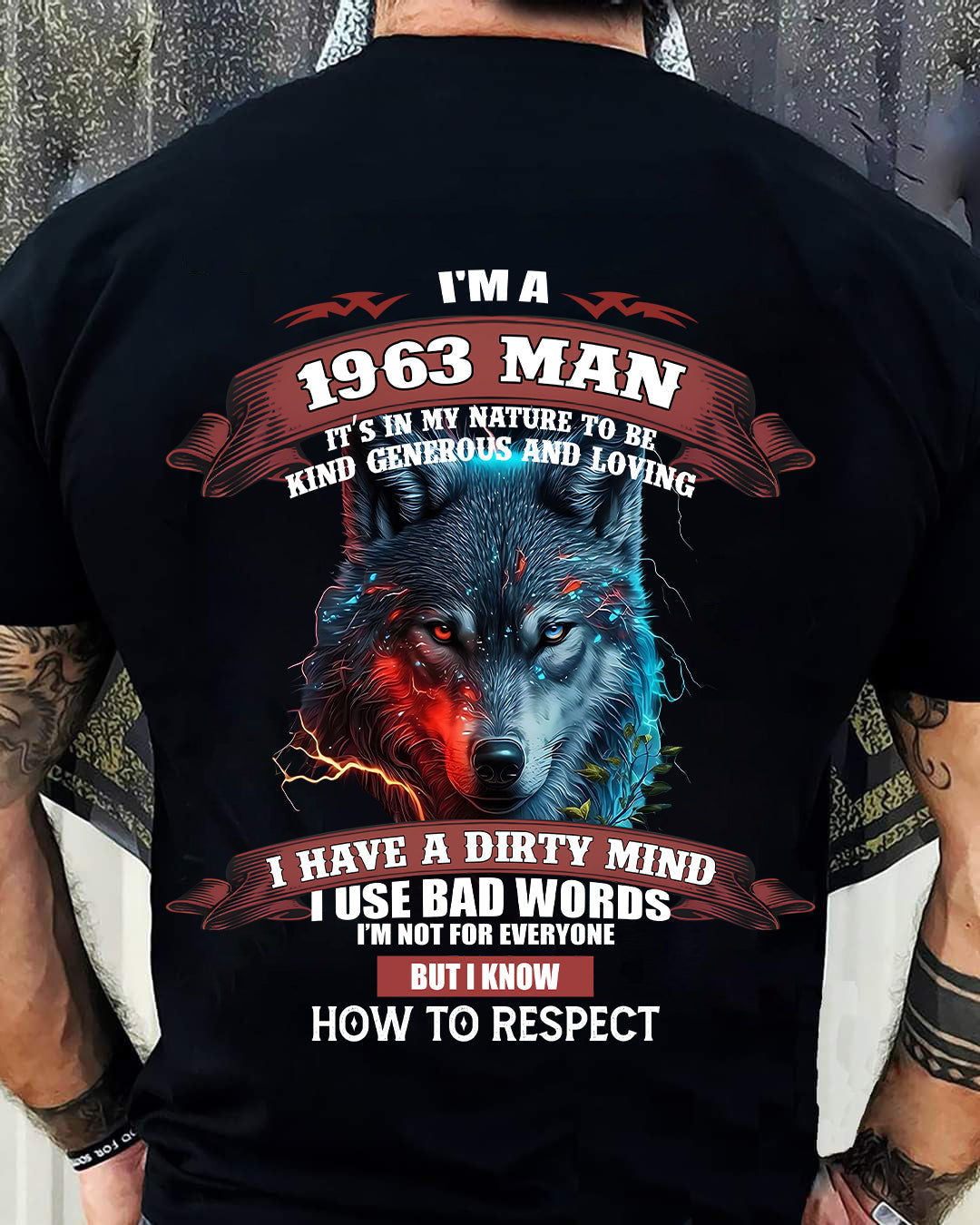 BORN IN 1963 - KNOW HOW TO RESPECT - BIRTHDAY T-SHIRT FOR MEN - LUNA1963 (SKU12-286-1963)