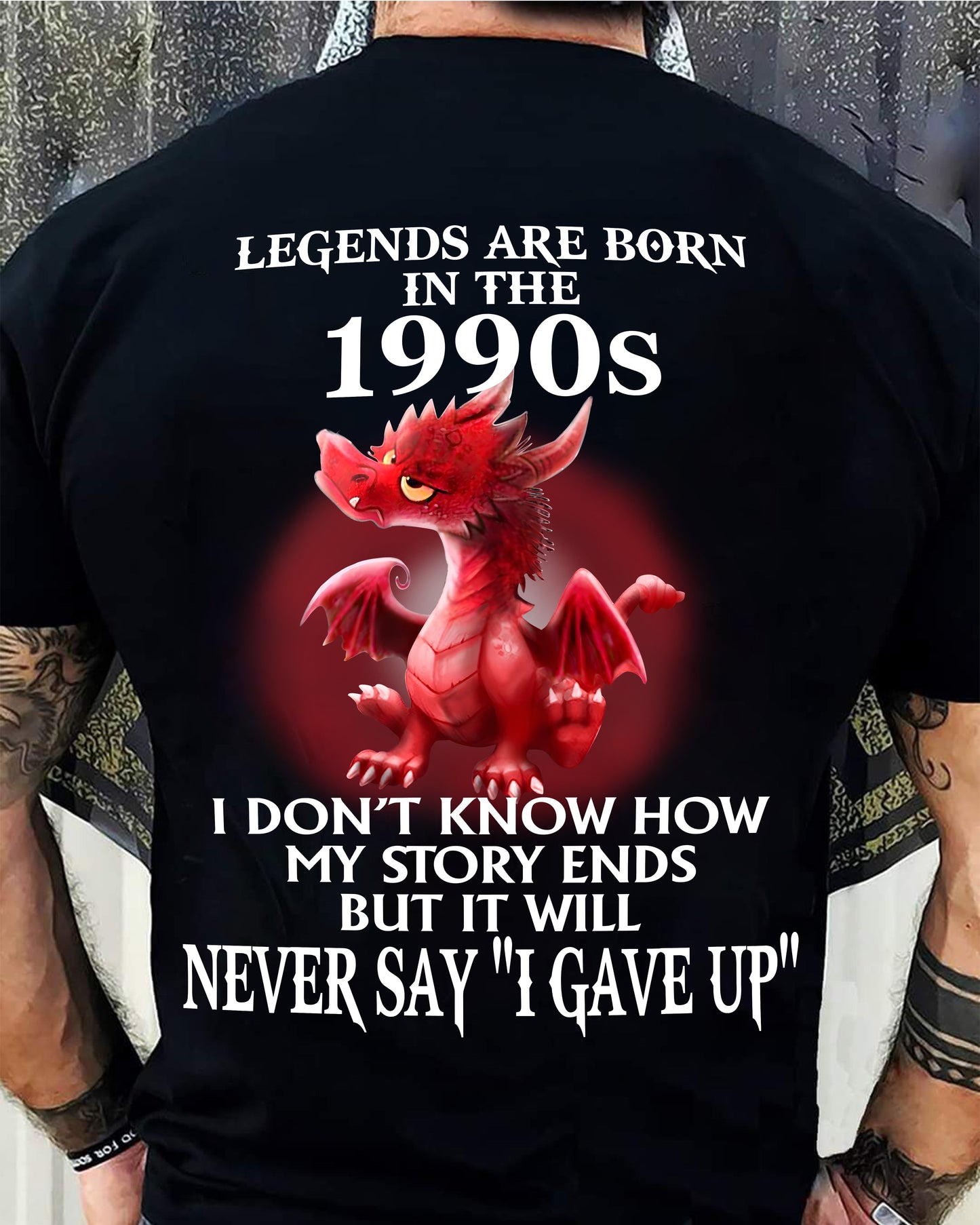 1990s - NEVER SAY GIVE UP - BIRTHDAY T-SHIRT FOR MEN - SNOW00 (SKU12-163-1990)