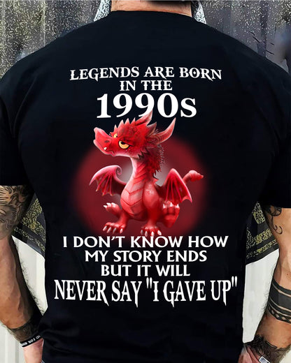 1990s - NEVER SAY GIVE UP - BIRTHDAY T-SHIRT FOR MEN - SNOW00 (SKU12-163-1990)