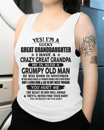NOVEMBER - LUCKY GREAT GRANDDAUGHTER OF CRAZY GREAT GRANDPA - PERFECT GIFT FROM GREAT GRANDPA - LUNA11 (SKU12-287-11)