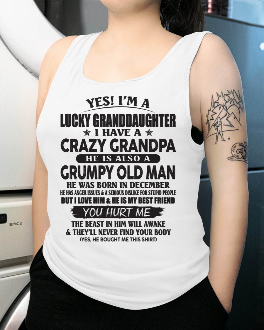 DECEMBER - LUCKY GRANDDAUGHTER OF CRAZY GRANDPA - PERFECT GIFT FOR YOUR GRANDDAUGHTER FROM GRANDPA - LUNA12 (SKU10-150-12)