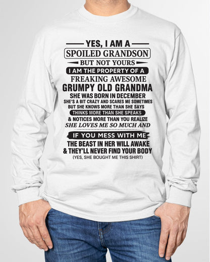 Yes I’m A Stubborn Grandson T-Shirt – Birthday Gift From December Grandma / Woman - LUNA12 (SKU10-171-12)