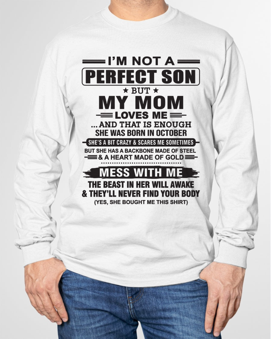 October - "I'M NOT A PERFECT SON BUT MY MOM LOVES ME" - Birthday Gift From October Mom / Woman - LUNA10 (SKU10-147-10)