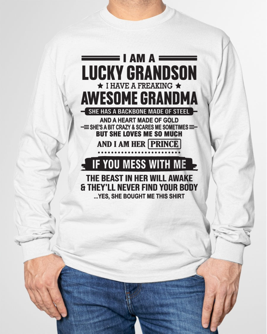 I Am A Lucky Grandson T-Shirt – Birthday Gift From Grandma / Woman - LUNA00 (SKU11-29-00)
