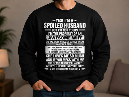 I'M A SPOILED HUSBAND BUT I'M NOT YOURS - SHIRT FROM WIFE TO HUSBAND – LUNA00 (SKU2608-628-00)