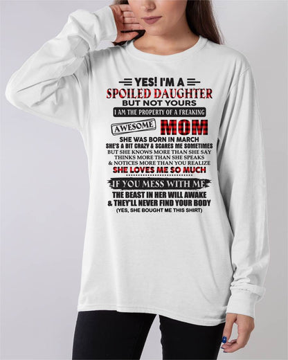 March - Spoiled Daughter Of Awesome Mom T-Shirt - Perfect Gift From Mom - LUNA03 (SKU11-149-03)