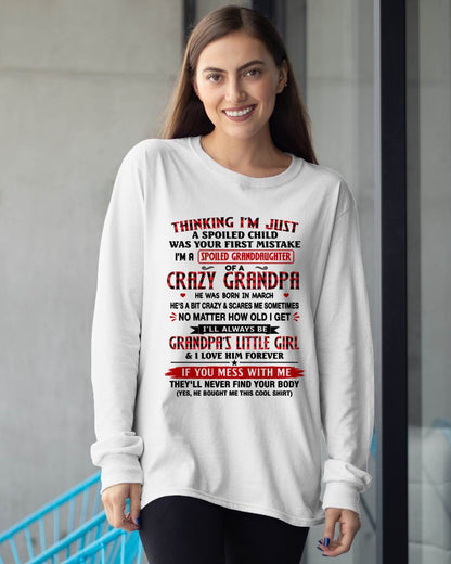 MARCH – I'M A SPOILED GRANDDAUGHTER – GIFT SHIRT FROM GRANDPA TO GRANDDAUGHTER, LUNA03 (SKU2607-230-03)