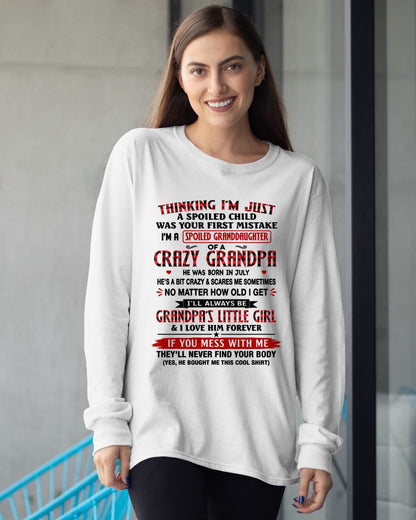 JULY – I'M A SPOILED GRANDDAUGHTER – GIFT SHIRT FROM GRANDPA TO GRANDDAUGHTER, LUNA07 (SKU2607-230-07)