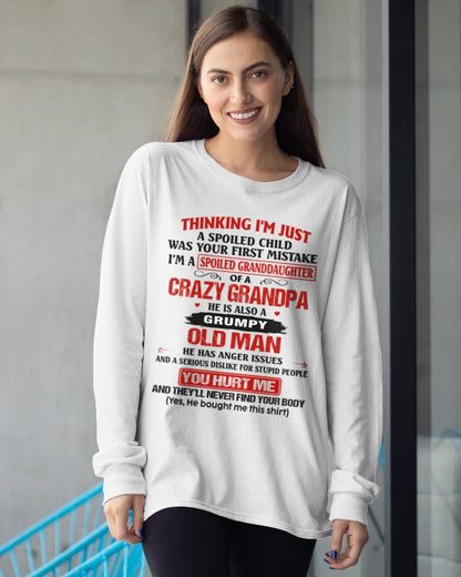 Spoiled Granddaughter of a Crazy Grandpa Shirt – Birthday Gift from Grandpa / Man - LUNA00 (SKU12-200-00)
