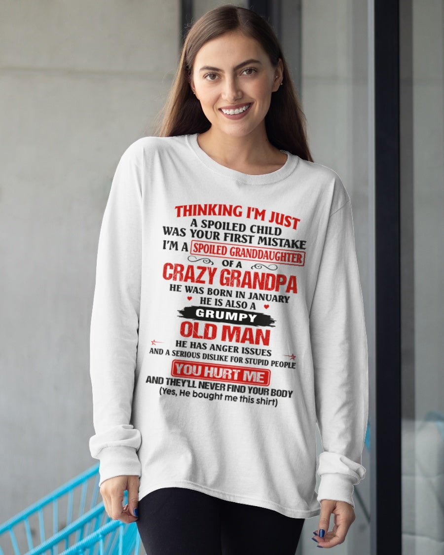 Spoiled Granddaughter of a Crazy Grandpa Shirt – Birthday Gift from January Grandpa / Man - LUNA01 (SKU12-200-01)