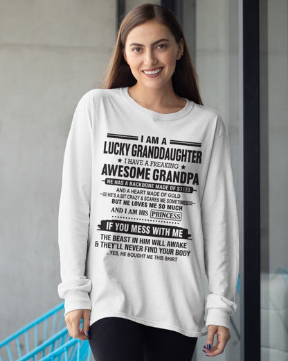 I Am A Lucky Granddaughter T-Shirt – Birthday Gift From Grandpa / Man - LUNA00 (SKU11-122-00)