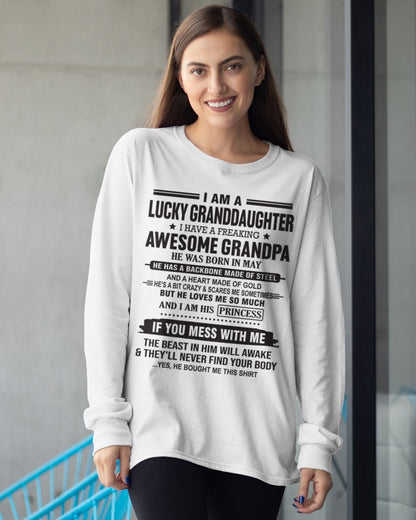 I Am A Lucky Granddaughter T-Shirt – Birthday Gift From May Grandpa / Man - LUNA05 (SKU11-122-05)
