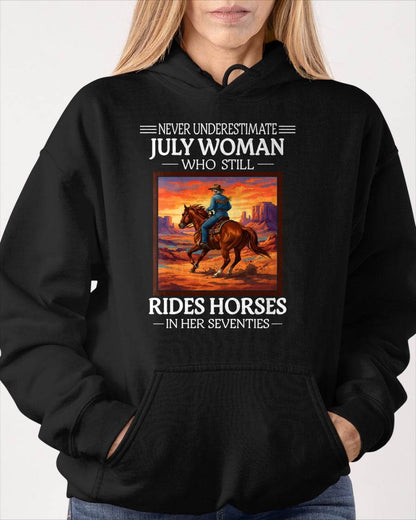 JULY SHIRT, A WOMAN WHO STILL RIDES HORSES IN HER SEVENTIES - LUNA07 (SKU2604-289-07)