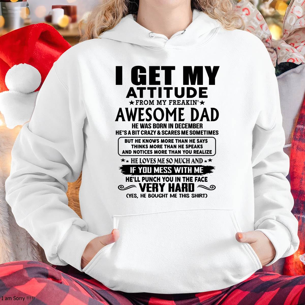 December - Thanks Dad - I GET MY ATTITUDE FROM MY FREAKIN' AWESOME DAD - Gift for Son and Daughter From Dad - LUNA12 (SKU-TDD-CU-12)