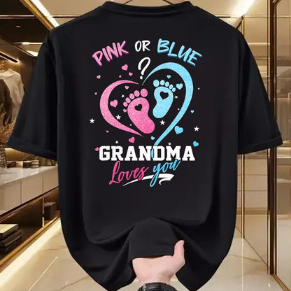 Best Grandma Shirt, Proud Grandma Unisex T-Shirt/Hoodie/Sweatshirt HLT00 - Pink Or Blue Grandma Loves You Gender Reveal Baby Gifts Mom T-Shirt