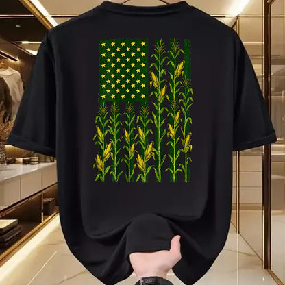 Best Farmer Life Shirt, Funny Farmer UnisexT-Shirt/Hoodie/Sweatshirt HLT00 - (Back) Vintage Corn American Flag Patriotic Farmer Farm Flag T-Shirt