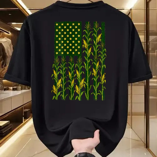 Best Farmer Life Shirt, Funny Farmer UnisexT-Shirt/Hoodie/Sweatshirt HLT00 - (Back) Vintage Corn American Flag Patriotic Farmer Farm Flag T-Shirt