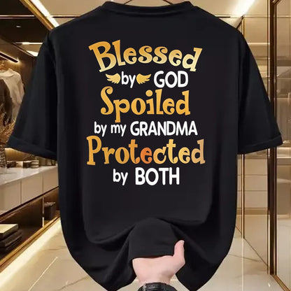 Best Grandma Shirt, Proud Grandma Unisex T-Shirt/Hoodie/Sweatshirt HLT00 - Blessed By God Spoiled By My Grandma Grandson Granddaughter T-Shirt