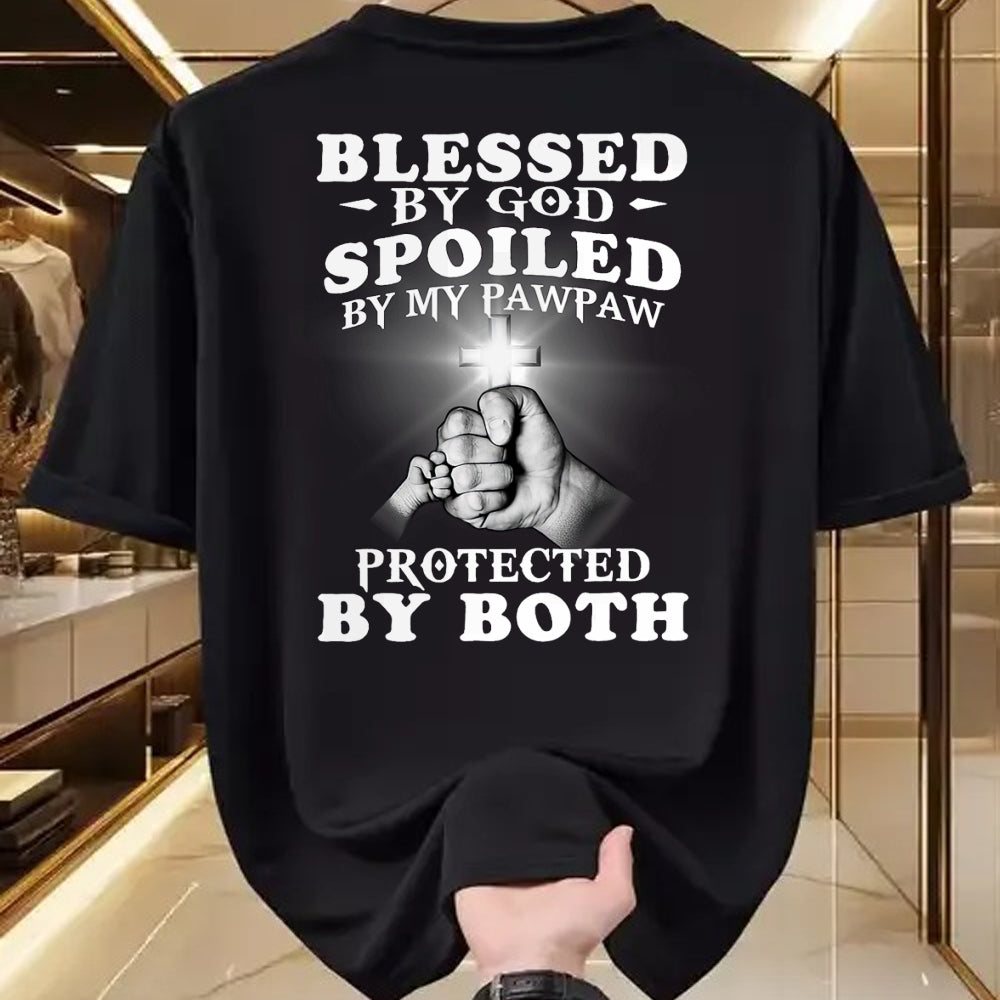 Best Grandma Shirt, Proud Grandma Unisex T-Shirt/Hoodie/Sweatshirt HLT00 - Blessed By God Spoiled By My Pawpaw Protected By Both T-Shirt