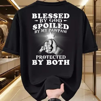 Best Grandma Shirt, Proud Grandma Unisex T-Shirt/Hoodie/Sweatshirt HLT00 - Blessed By God Spoiled By My Pawpaw Protected By Both T-Shirt