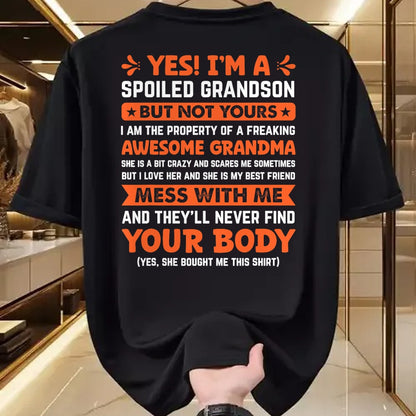 Best Grandma Shirt, Proud Grandma Unisex T-Shirt/Hoodie/Sweatshirt HLT00 - yes i'm a spoiled grandson T-Shirt (2)