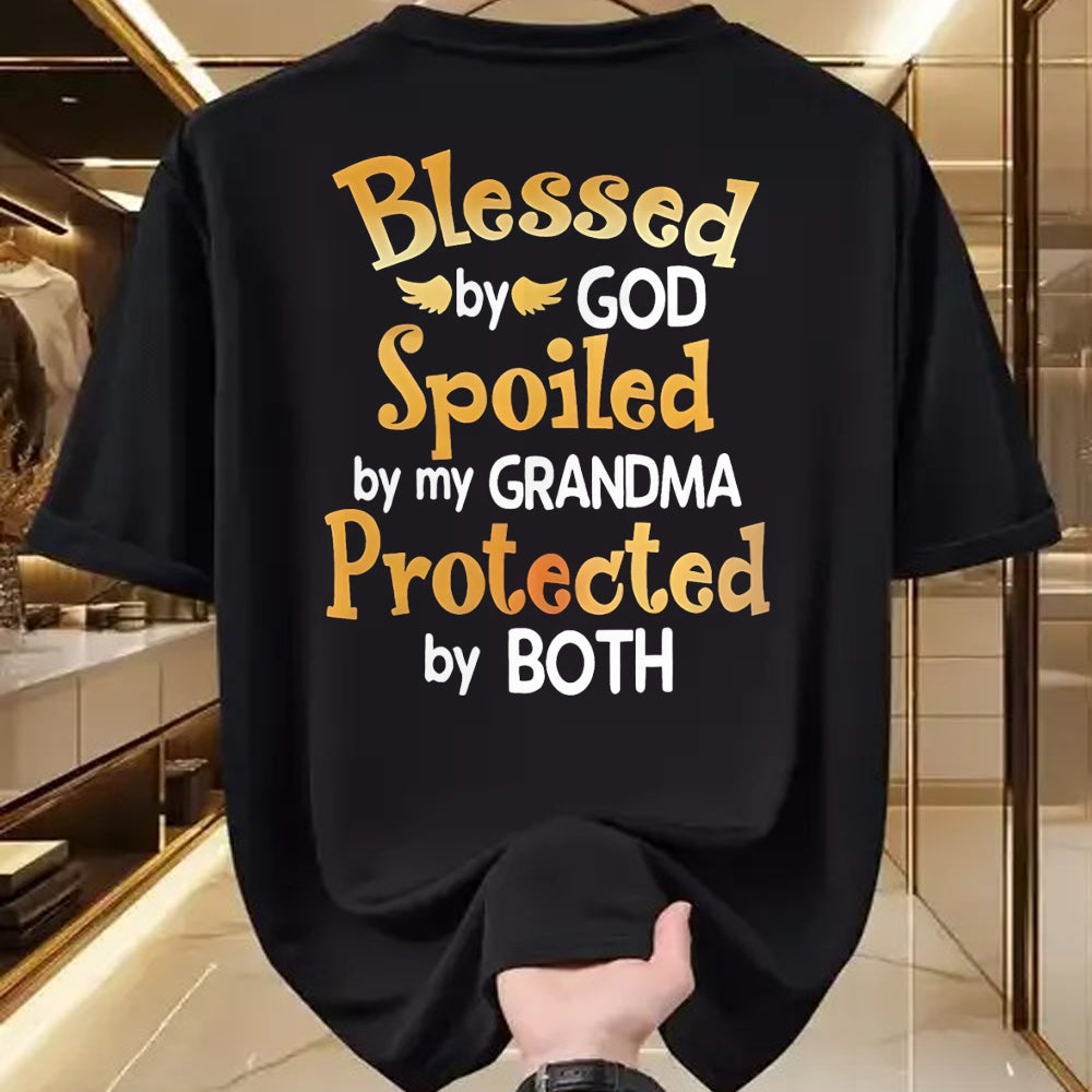 Best Grandma Shirt, Proud Grandma Unisex T-Shirt/Hoodie/Sweatshirt HLT00 - Blessed By God Spoiled By My Grandma Grandson Granddaughter T-Shirt (1)