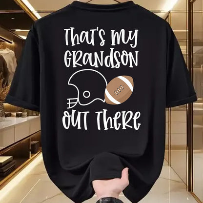 Best Grandma Shirt, Proud Grandma Unisex T-Shirt/Hoodie/Sweatshirt HLT00 - Proud Football Grandma Gift That's My Grandson Out There T-Shirt