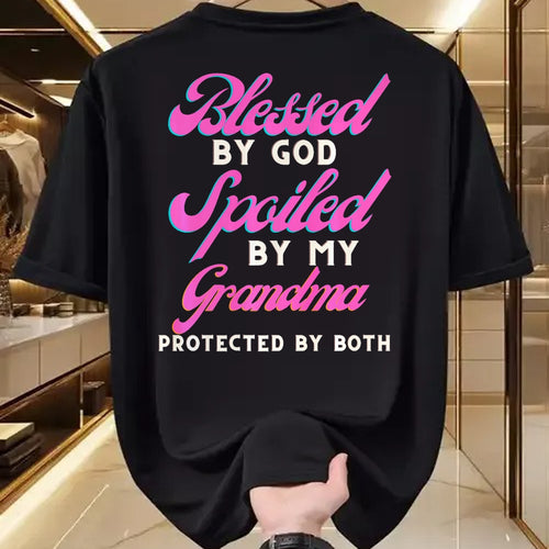 Best Grandma Shirt, Proud Grandma Unisex T-Shirt/Hoodie/Sweatshirt HLT00 - Blessed By God Spoiled By My Grandma Protected By Both Premium T-Shirt