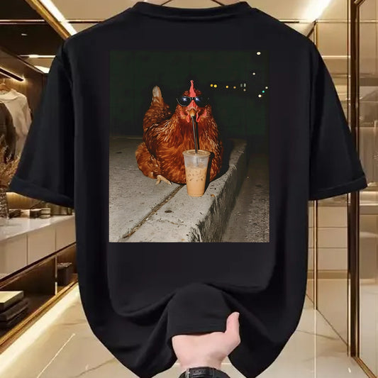 Best Farmer Life Shirt, Funny Farmer UnisexT-Shirt/Hoodie/Sweatshirt HLT00 - Chicken Drinking Iced Coffee Funny Chicken Lover Farmer T-Shirt (1)