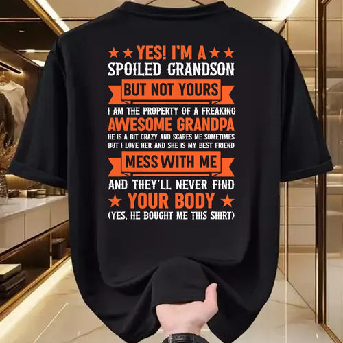 Best Grandma Shirt, Proud Grandma Unisex T-Shirt/Hoodie/Sweatshirt HLT00 - yes i'm a spoiled grandson T-Shirt (4)