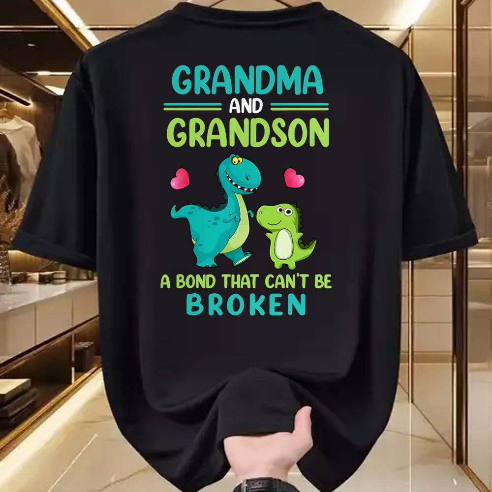 Best Grandma Shirt, Proud Grandma Unisex T-Shirt/Hoodie/Sweatshirt HLT00 - Grandma And Grandson A Bond That Can't Be Broken Dinosaur T-Shirt (1)