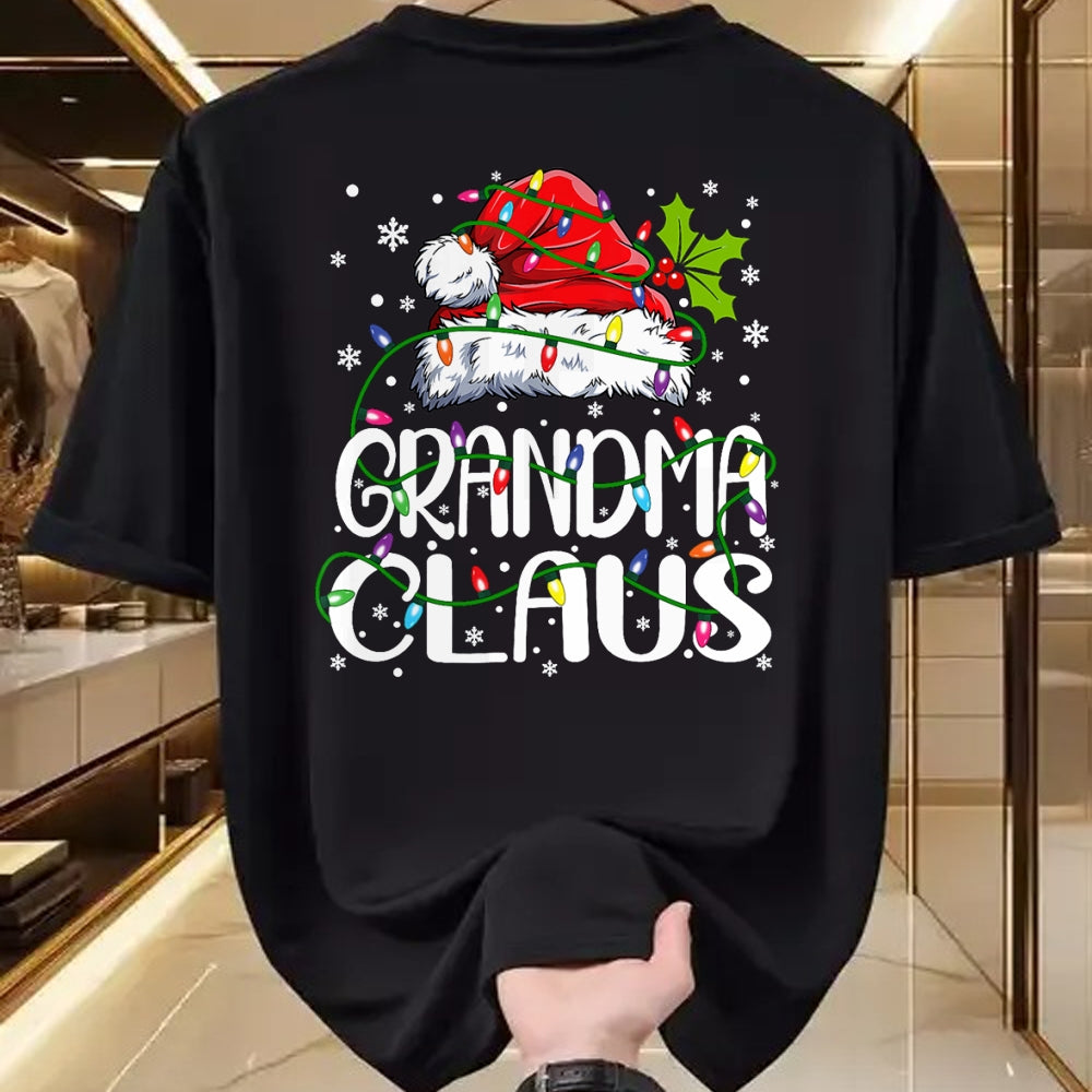 Best Grandma Shirt, Proud Grandma Unisex T-Shirt/Hoodie/Sweatshirt HLT00 - Grandma Claus Christmas Lights Pajama Family Matching T-Shirt