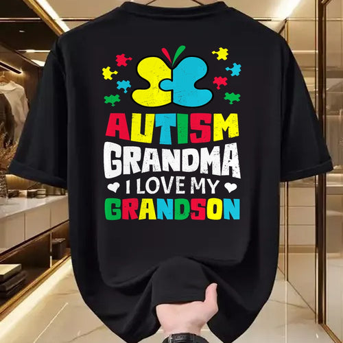 Best Grandma Shirt, Proud Grandma Unisex T-Shirt/Hoodie/Sweatshirt HLT00 - Autism Grandma I Love My Grandson Autistic Awareness T-Shirt