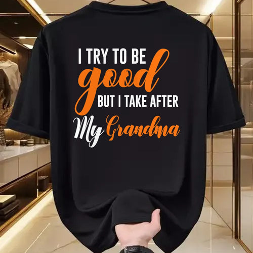 Best Grandma Shirt, Proud Grandma Unisex T-Shirt/Hoodie/Sweatshirt HLT00 - I Try To Be Good But I Take After My Grandma Kids Boys Girls T-Shirt (1)