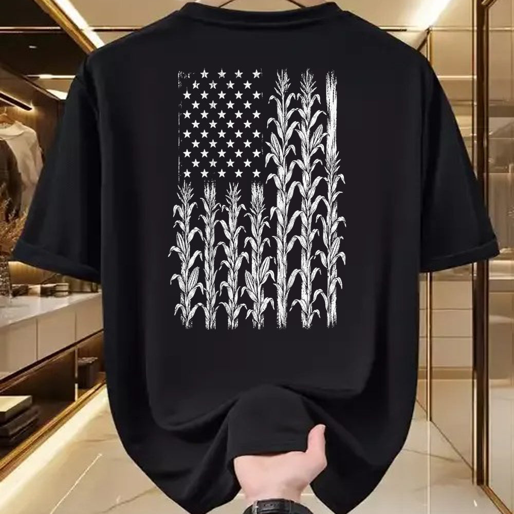 Best Farmer Life Shirt, Funny Farmer UnisexT-Shirt/Hoodie/Sweatshirt HLT00 - American Flag Corn Field Farmer Patriotic (on Back) T-Shirt (3)