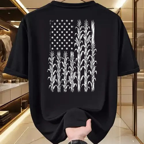 Best Farmer Life Shirt, Funny Farmer UnisexT-Shirt/Hoodie/Sweatshirt HLT00 - American Flag Corn Field Farmer Patriotic (on Back) T-Shirt (3)