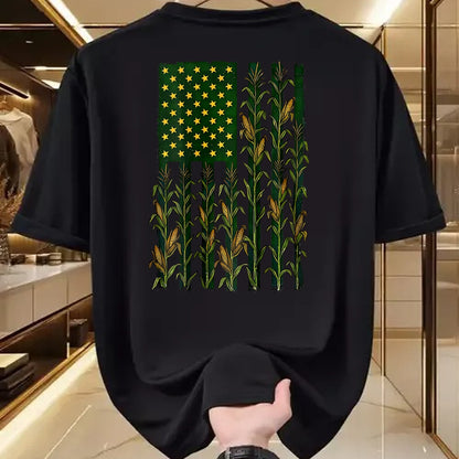 Best Farmer Life Shirt, Funny Farmer UnisexT-Shirt/Hoodie/Sweatshirt HLT00 - American Flag Corn Field Farmer Patriotic (on Back) T-Shirt
