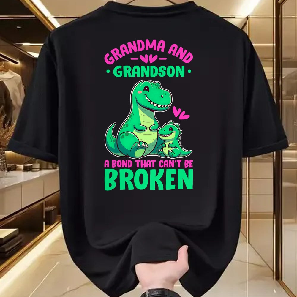 Best Grandma Shirt, Proud Grandma Unisex T-Shirt/Hoodie/Sweatshirt HLT00 - Grandma and Grandson A Bond That Can't Be Broken Dinosaurs T-Shirt